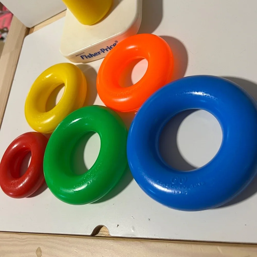 Vintage Fisher Price Rock A Stack Ring Stack Game 80's Complete Clean‎